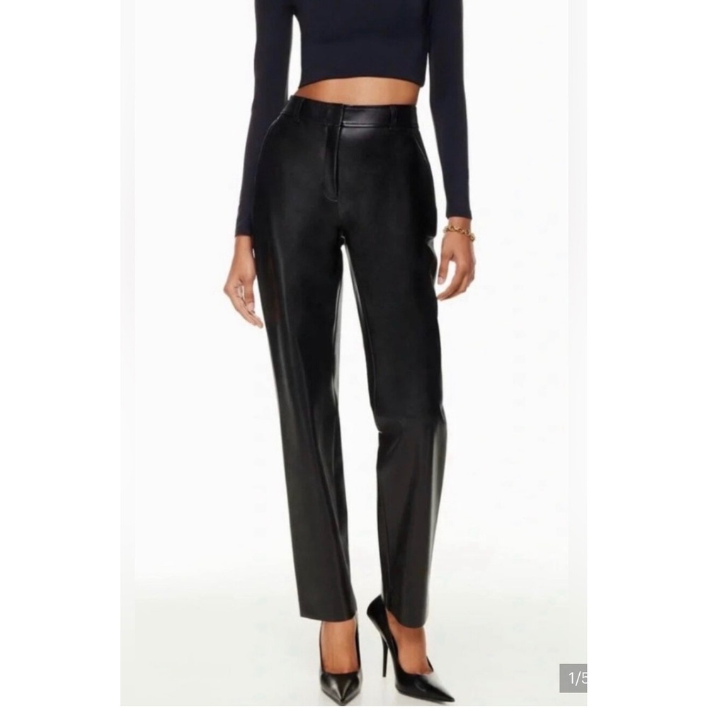 Babaton Command Pant Size 4 Vegan Leather High Waisted Straight Leg Black Sexy